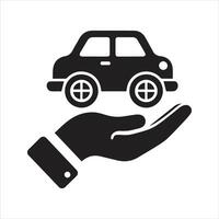 Car in hand icon. Car safe icon vector