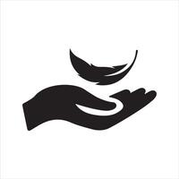 Feather in hand icon. Feather icon vector