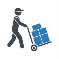 Hand truck icon. Cargo trolley icon vector