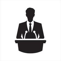 Lecturer or public speaker icon. Tribune presentation. Speaker, Presentation icon vector