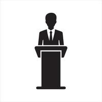 Lecturer or public speaker icon. Tribune presentation. Speaker, Presentation icon vector