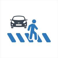 Zebra crossing. Riding a scooter icon. Children crossing icon vector