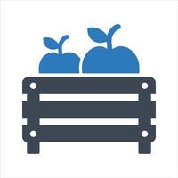 Fruit icon. Apples in a wooden box icon vector
