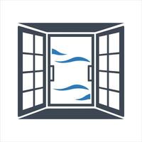 Open window with a stream of fresh air icon vector