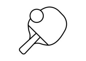 A line drawing of a table tennis racket with a ball on its surface. The image is simple and clean, with a white background. vector