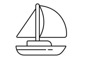 A simple line art illustration of a sailboat with a single mast and sail, depicted in black outline on a white background. vector