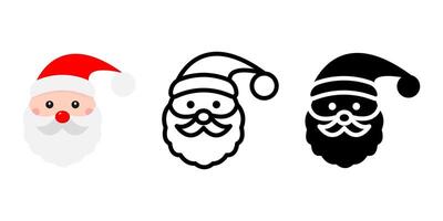Santa Claus face color icon. Happy xmas and new year sign. Santa with beard and moustache symbol. vector