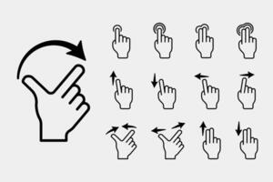 Touch screen icon. Set of simple swipe symbols. Click sign. Hand gesture pictogram. Tablet navigation illustration. vector