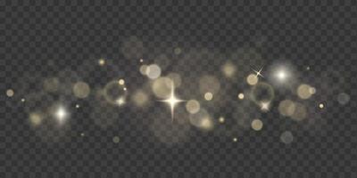 Bokeh light effect background with abstract stars sparkles and circles on transparent background vector