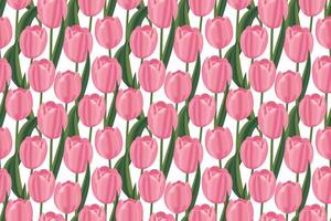 Delicate seamless pattern with pink tulips on white background. Elegant floral design for fabric, cards, wrapping paper, etc. illustration vector