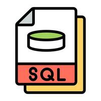 Editable design icon of sql file vector