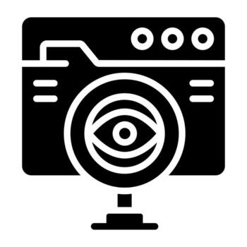 A solid design icon of web monitoring vector