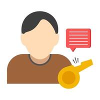 A shrill sound icon, flat design of referee whistle vector