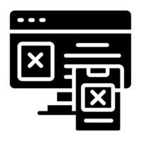 A solid design icon of responsive design vector
