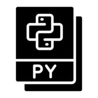A solid design icon of python programming vector