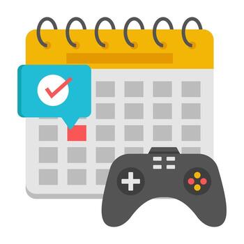 Calendar with gamepad icon, game schedule vector