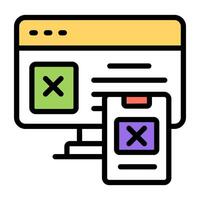 A flat design icon of responsive design vector