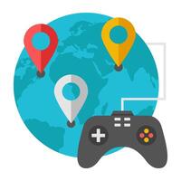 Conceptual flat design icon of global gaming vector