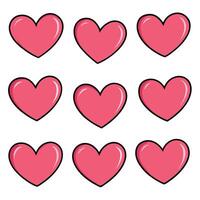 pink heart set with white background vector