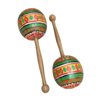 Two maracas with colorful designs on them png