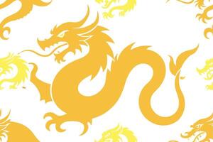 A yellow dragon pattern on a white background vector