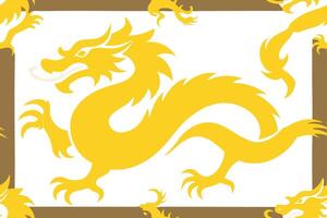 A yellow dragon in a square pattern on a white background vector