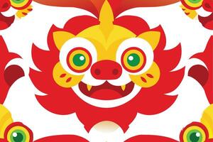 A red and yellow lion with green eyes vector