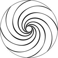 A spiral in a circle with a black and white outline vector