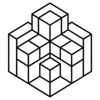 A black and white drawing of a cube vector