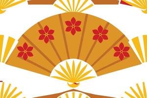 A pattern with a fan and flowers vector