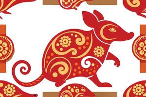 Chinese new year of the rat seamless pattern vector