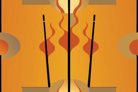 A set of three wooden sticks with flames on them vector
