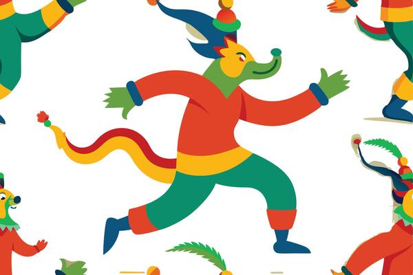 A set of cartoon characters in different costumes
