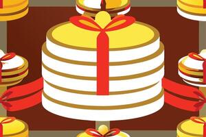 A cake with a red ribbon and a bow on top vector
