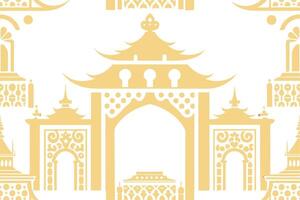 An asian style pattern with a gate and a tower vector