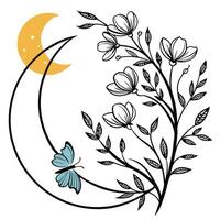 Circular Frame with Bottom Left Blue Moon vector