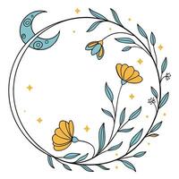 Boho Frame with Left Blue Moon vector