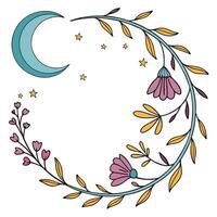Boho Frame with Moon on Left vector