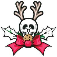 Funny Skeleton with Reindeer Antlers vector