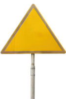 A yellow triangular sign on a pole png