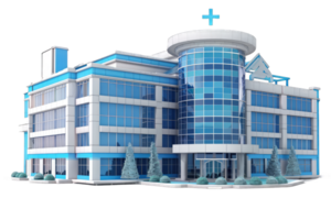A large building with blue windows and a cross on the front png