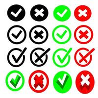 Set of check and cross icons vector