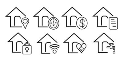 Simple house icon set for real estate, embodying simplicity and clarity in design. vector