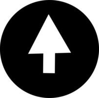 A black and white arrow pointing up in a circle vector