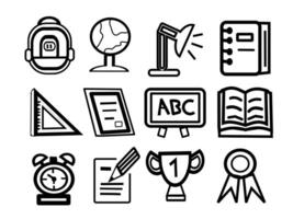 Educational monoline icon set, simple design, vector