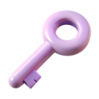 Violet key 3d illustration isolated on the transparent background png