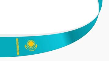 Curved ribbon with flag of Kazakhstan on white background with copyspace vector