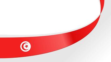 Curved ribbon with flag of Tunisia on white background with copyspace vector