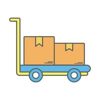 - A scale with a box, indicating weight or measurement for shipping fees. Logistic Icon isolate white background vector