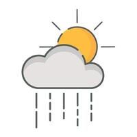 Sun Light Rain weather icon linear style isolated white. vector